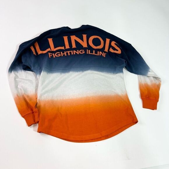Spirit Jersey Long Sleeve Tee Women's XS Fighting Illini Dip Dye Jersey Illinois - Picture 1 of 8